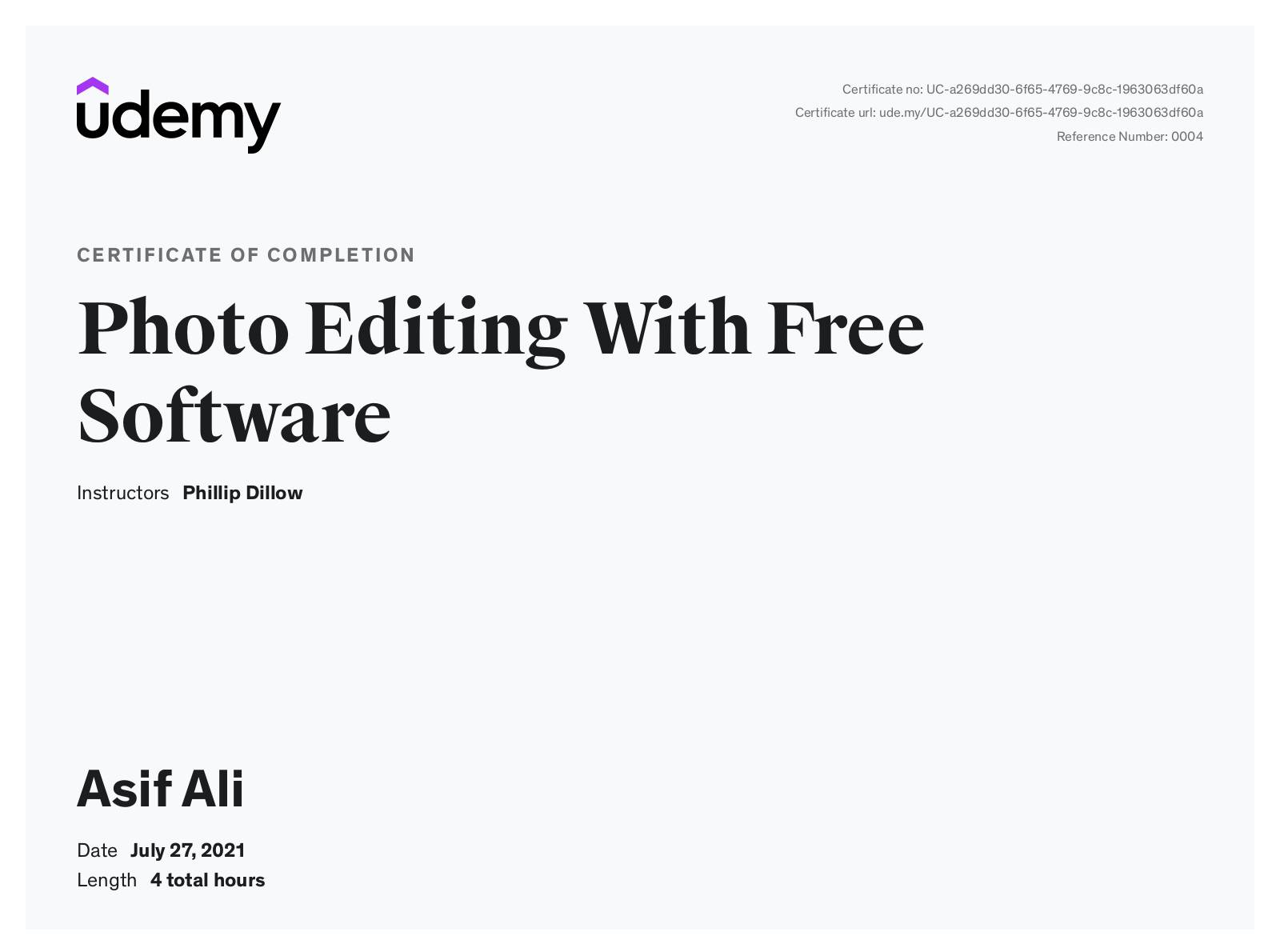 Photo Editing Certificate